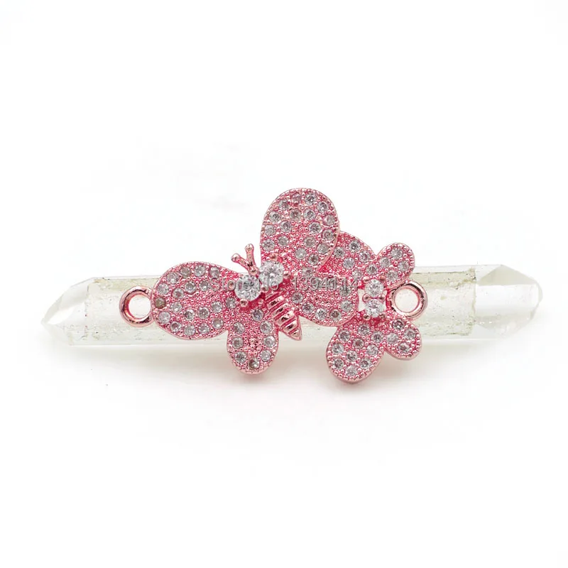 26*16*3 мм Micro Pave Clear CZ Butterflys Шарм соединитель подходит для мужчин и женщин делая браслеты ювелирные изделия