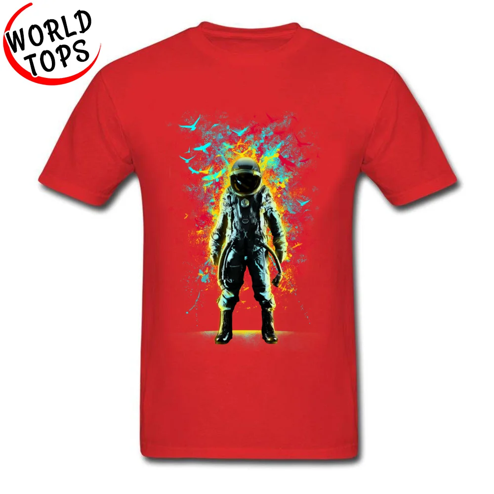 PrintedLeisure Short Sleeve T Shirt Labor Day Dominant Round Collar 100% Cotton Tshirts Boy T Shirts Subconscious Inner Space  Subconscious Inner Space red