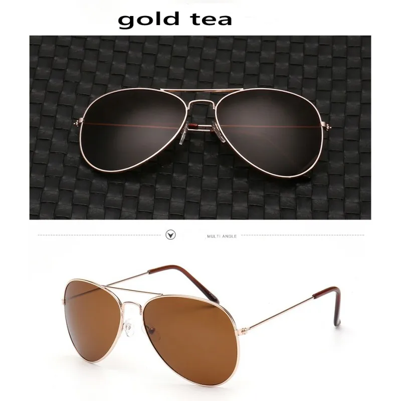 HDSUNFLY, классические авиационные солнцезащитные очки, мужские солнцезащитные очки, женские зеркальные очки для вождения, мужские и женские солнцезащитные очки, очки для пилота - Цвет линз: gold tea