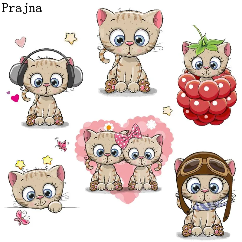 Prajna мультфильм вишня Кот влюбленный утюжок переводной набор нашивка ребенок