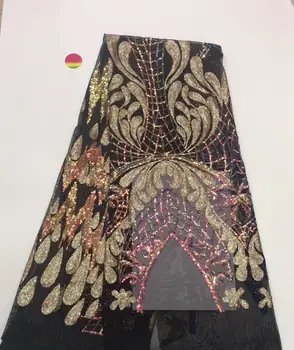

fashionable tulle embroidery french net lace fabric yaking-6.507 with beads for party dress