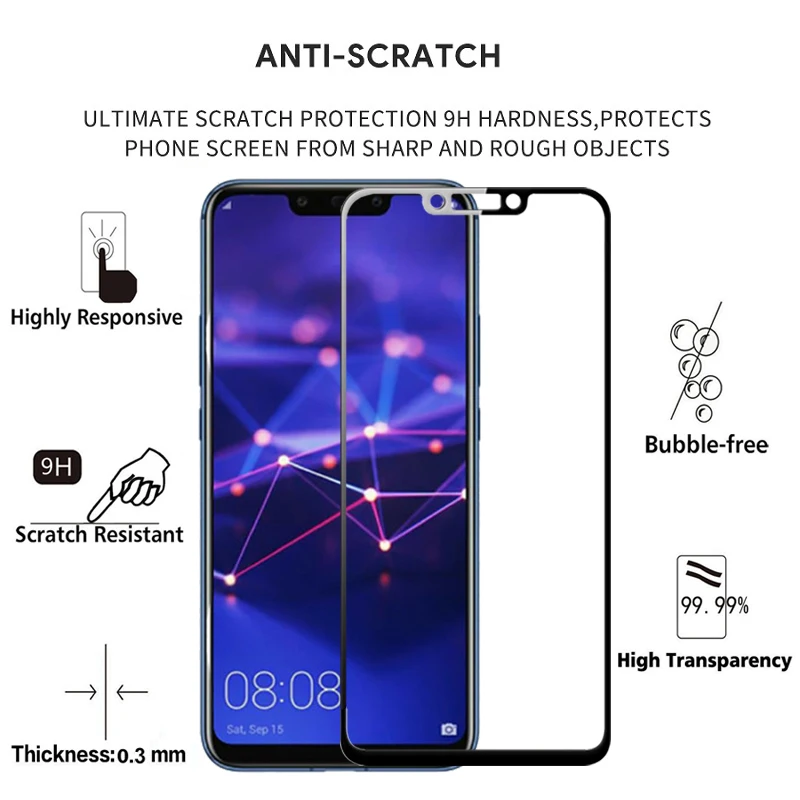 2 шт Полное покрытие закаленное стекло для huawei mate 20 Lite защита экрана 9H на Защитное стекло для Maimang 7 пленка