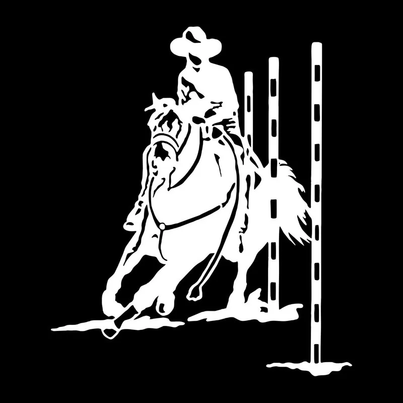 15.2*17.7 سنتيمتر الإبداعية راعية روديو الحصان وسيم سباق السيارات ملصقات عاكسة للماء الفينيل الشارات أسود/الفضة C7-0564