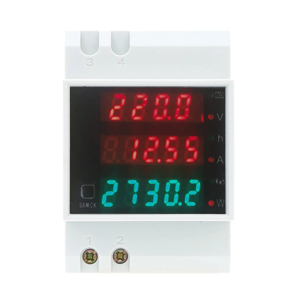 

D52-2047 AC80-300V 100A Multi-functional Digital Voltmeter Din Rail Current Voltage Power Factor Meter Ammeter voltage tester