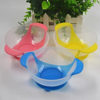 

2pcs/set silicone baby dishes baby feeding training bowl with spoon baby sucker bowl