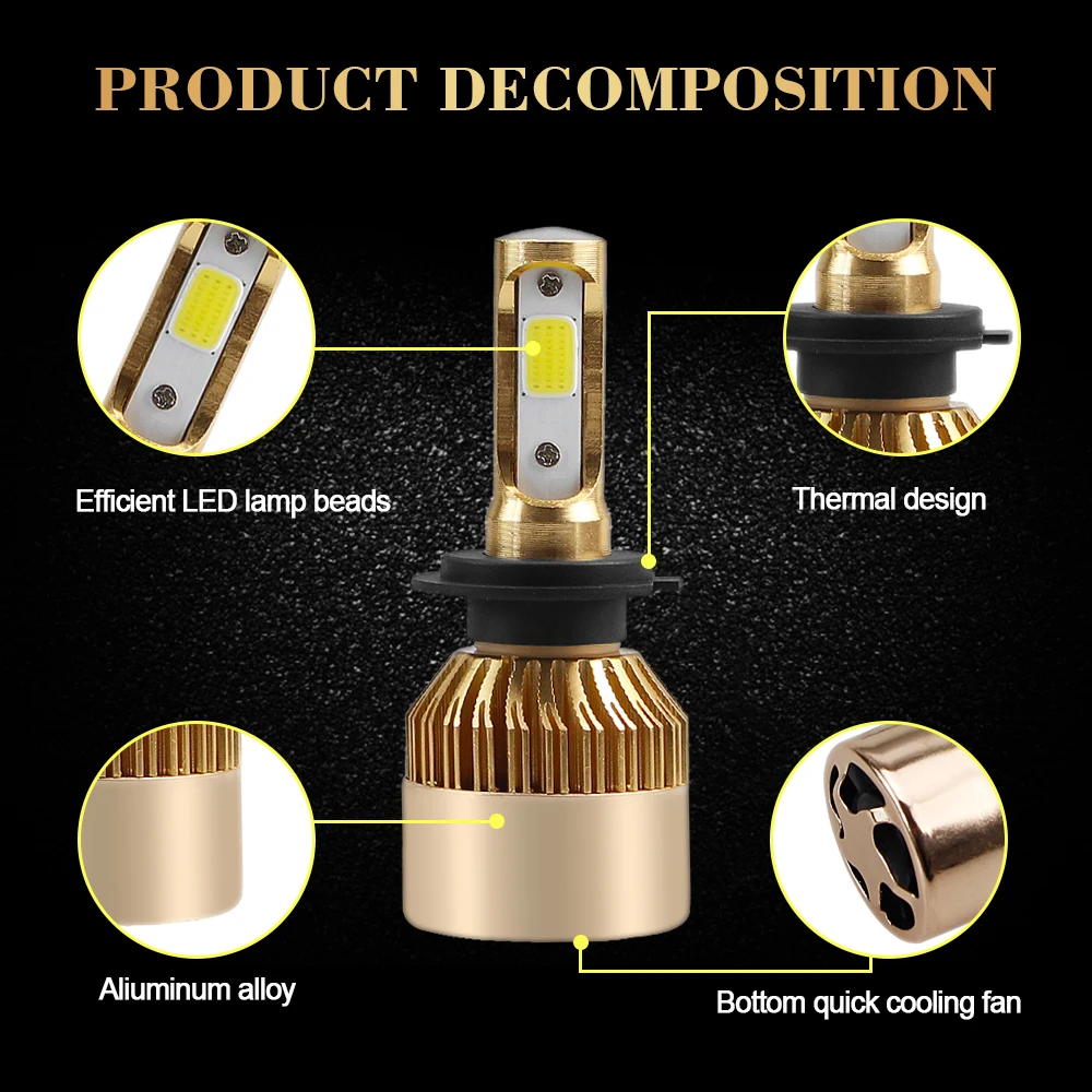 SULUCAR H4 LED H7 12V Car Headlight H1 H3 H11 9005 72W 8000LM 6500K Light Bulbs Automobile Front Head Bulb Accessories SULUCAR H4 LED H7 12V Car Headlight H1 H3 H11 9005 72W 8000LM 6500K Light Bulbs Automobile Front Head Bulb Accessories