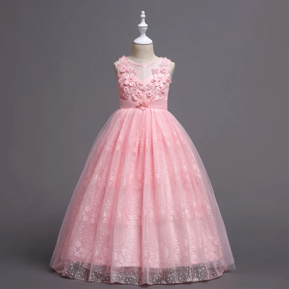 

CAILENI Kids Lace Dress Pageant Flower Girls Long Dresses for Birthday Wedding Party Design Summer Children Frock 4 - 13 Years