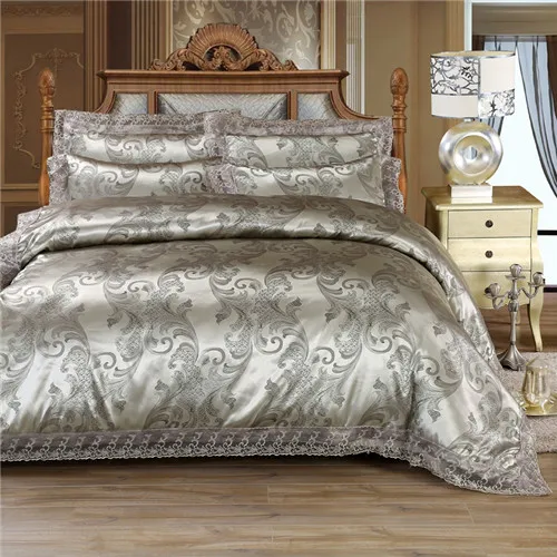 lizhen grey brown Жаккардовый кружевной набор пододеяльников домашний текстиль серебряный комплект постельного белья 4 шт. постельное белье Европейский покрывало роскошный золотой плоский лист гребешок - Цвет: lizhen grey brown