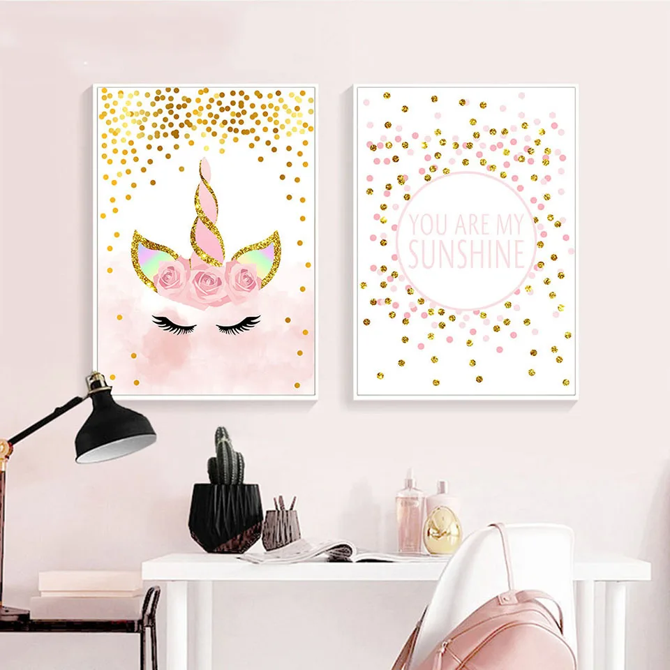 Home Decor Nordic Style Canvas Modern Unicorn Letter Painting