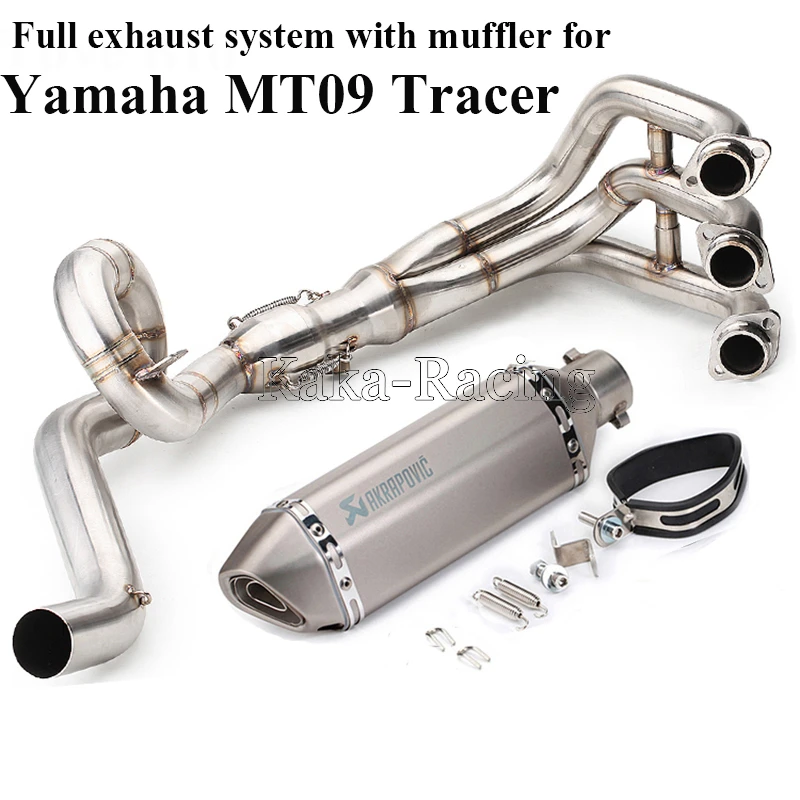 

For Yamaha MT09 tracer Motorcycle Akrapovic Exhaust Muffler Full System Slip-on Front Pipe + Escape Moto MT-09 FZ-09 2014-2018