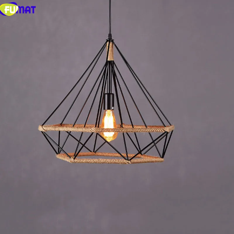 

FUMAT Loft pendant lights luminaria Iron industrial hanglamp LED Iron hanging light fixture diamond shape coffeeBar pendant lamp
