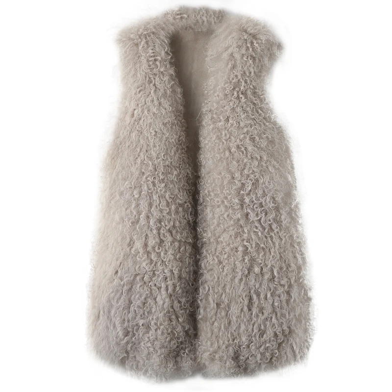 Women's Real Sheepskin Vest Natural Sheep Fur Waistcoat Real Fur Vest