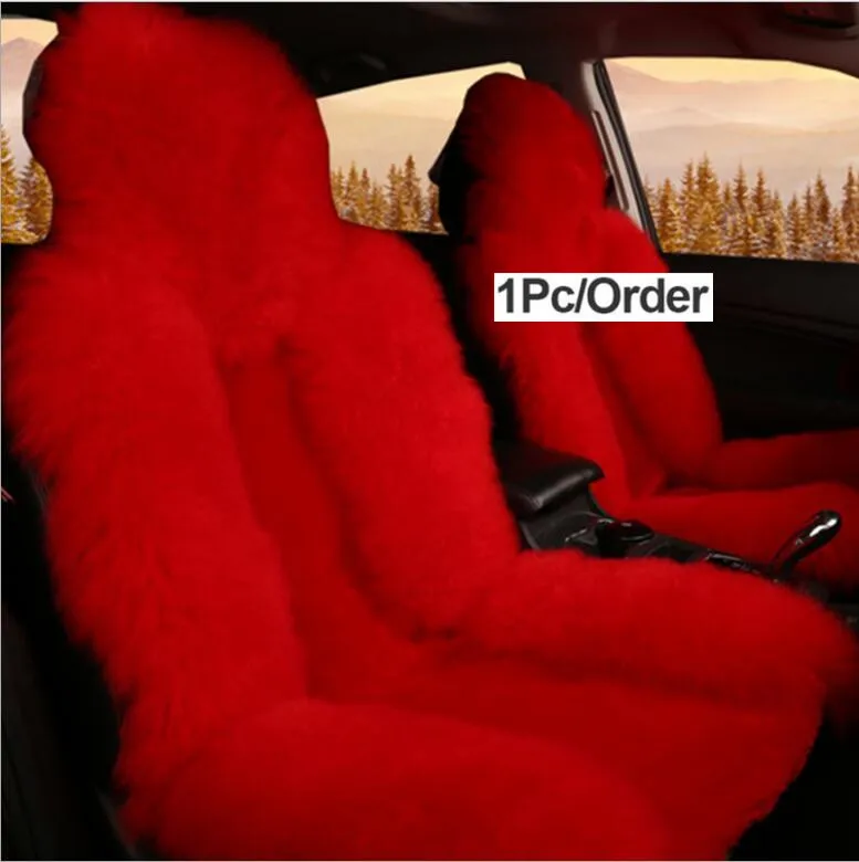 1 шт. Набор Чехол для переднего сиденья автомобиля и меха автокресла Розовый шерстяной зимний необходимый Универсальный пушистый толстый искусственный мех - Название цвета: red