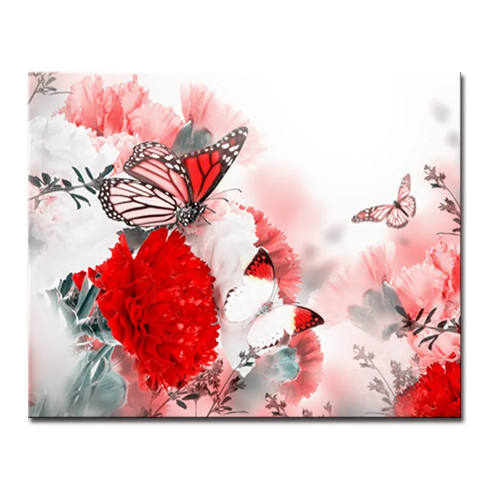 

Frame Painting By Numbers DIY Digital Flowers Butterfly Flying Oil Pictures On Canvas Kits Coloring Abstract Home Decor Wall Art