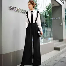 Dabuwawa black wide leg loose all match overall