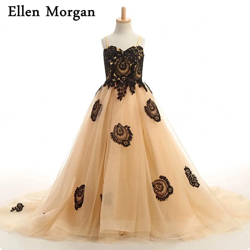 flower girl dresses black and gold
