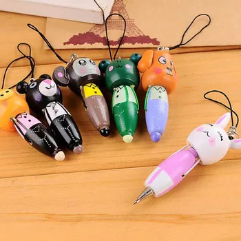 

2Pcs/Lot Creative Cartoon Animal Puppet Ballpoint Pen With Lanyard Portable Pen Gift Stationery Ball Pen Office&School Supplies