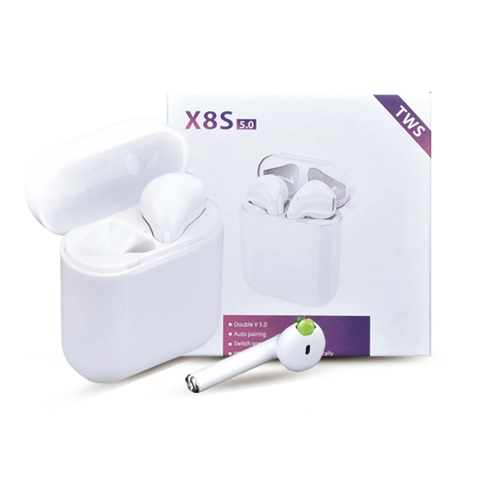 Bluetooth гарнитура X8S TWS стерео Спортивная Беспроводная bluetooth с белой зарядной