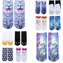 5 пар Для женщин носки 3D Печатных Скелет носки милые Животные кошка мультипликационный персонаж доллар череп Дизайн смешные носки для девочек
