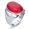 VQYSKO Luxury Big Red/White/Coffee Opal Ring New Arrival Style for Women/Men Stainless Steel Rings Fashion Jewelry