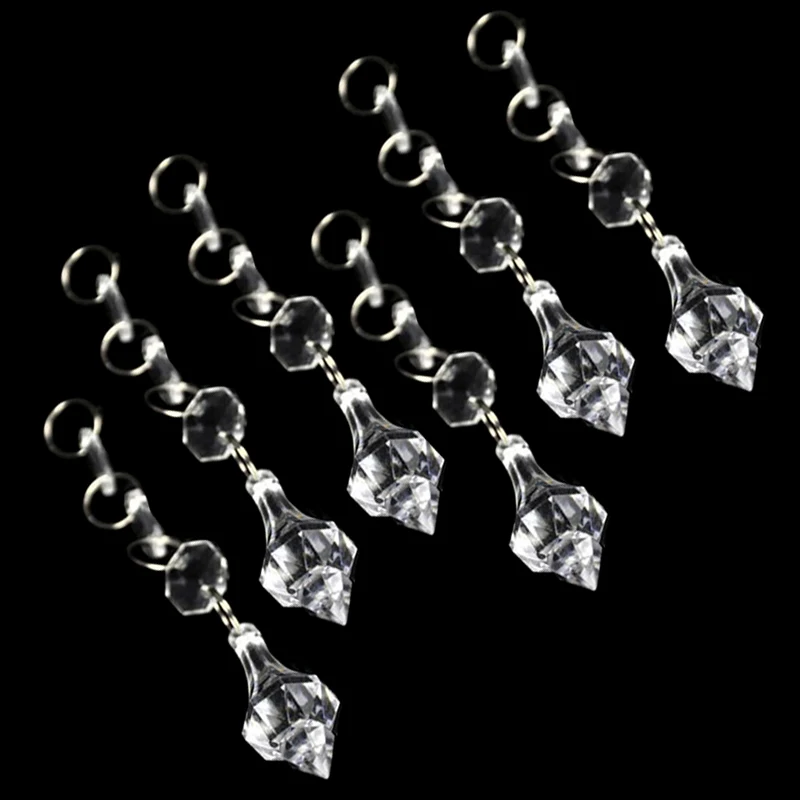 

10pcs/lot Clear Acrylic Crystal Octagon Beads Cone Shape Pendant Garland Chandelier Hanging Wedding Party Decor