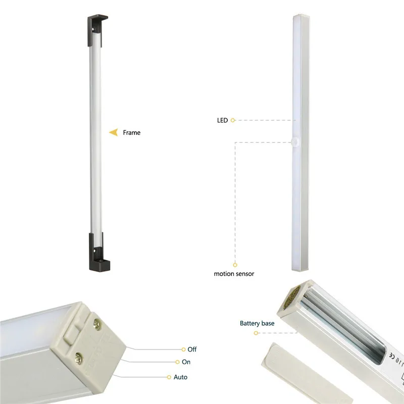 3 режима 34 см Беспроводной движения PIR Сенсор 20 бар свет Батарея питание Светодиодные ленты под кабинет ночник dc9v