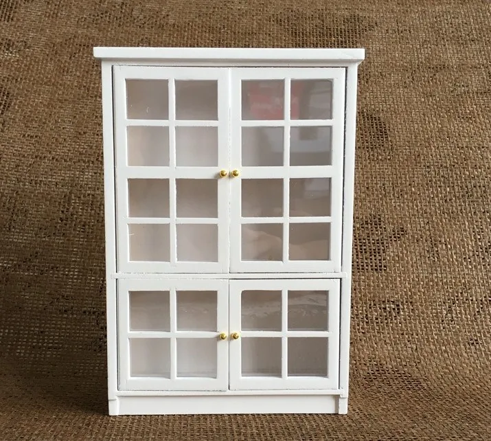 1:12 دمية مصغرة خزانة صغيرة التعاقد الأبيض خزانة 3 طبقة