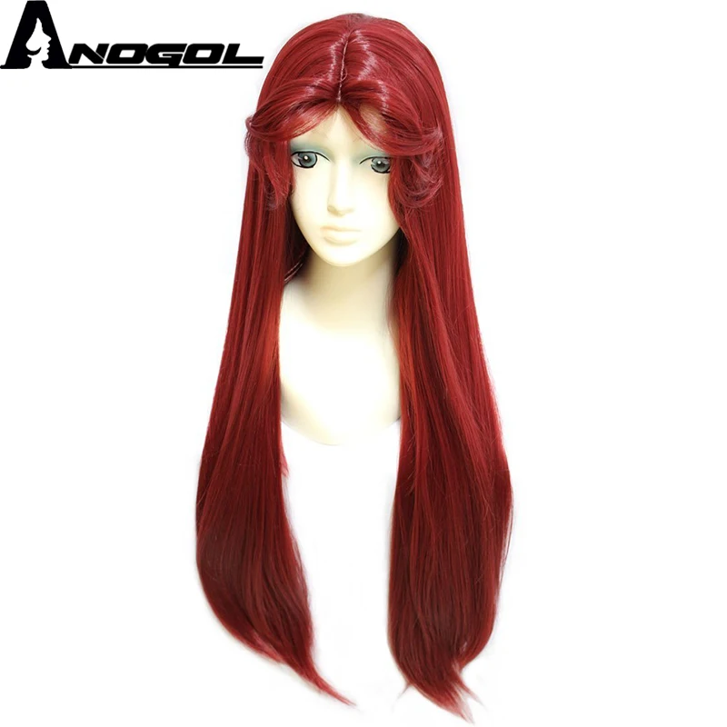 

Anogol Anime Wigs Teen Titans Starfire Natural Long Straight Princess Wine Red Synthetic Cosplay Wig For Halloween Party Costume