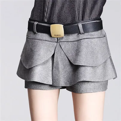Новая Европейская мода стиль Midiskirt женская с коротким рукавом юбка шорты юбка Замшевые женские пуговицы плиссированные шорты D039 - Цвет: D039 Gray