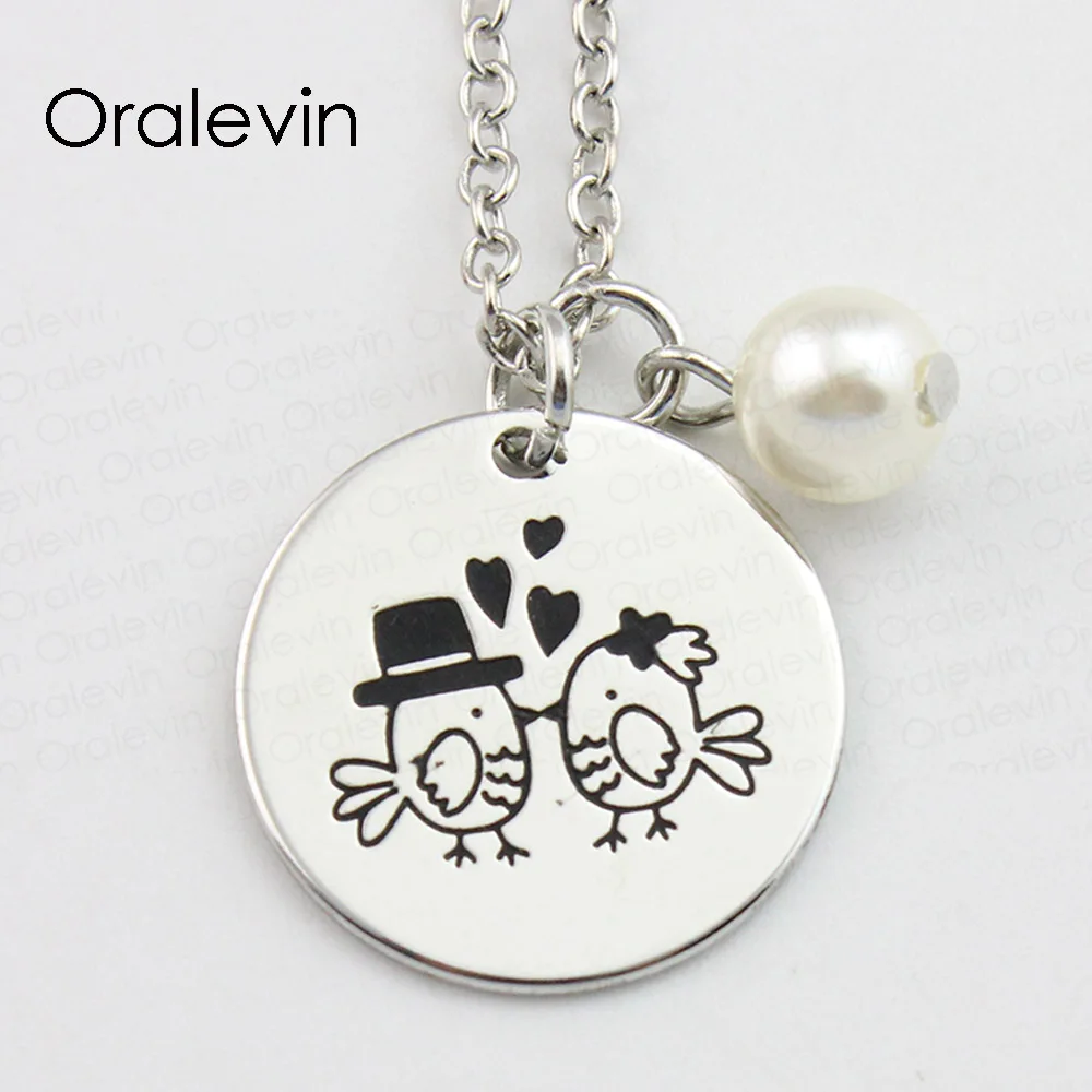 

TWO LOVELY CHICKS Inspirational Stamped Hand Engraved Accessories Pendant Necklace for women Gift Jewelry,10Pcs/Lot, #LN880