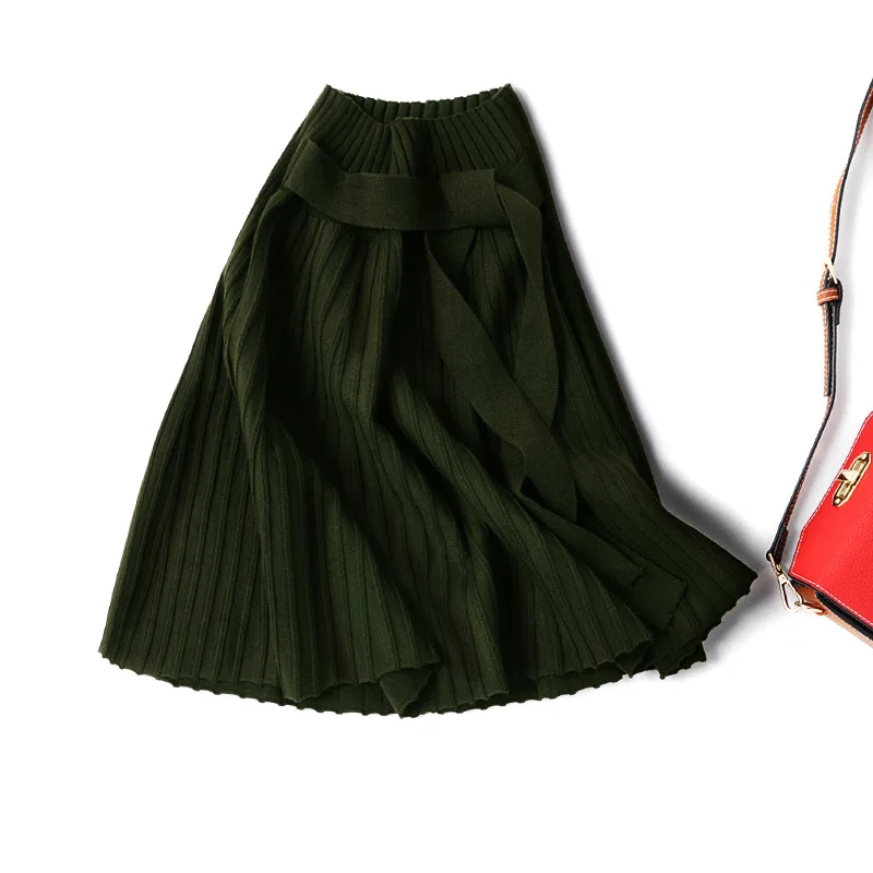 Осенне-зимние женские Облегающие юбки однотонный Бандаж с высокой талией трапециевидные юбки для женщин Элегантная мини-юбка Kintted Saia Faldas