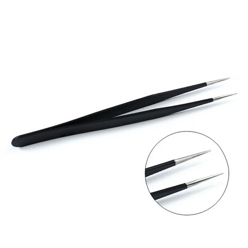 

1 pcs Nail Art Acrylic Gel Picking Tool Rhinestones Gem Decor Black Straight Head Eyebrow Tweezers High Quality OBgK