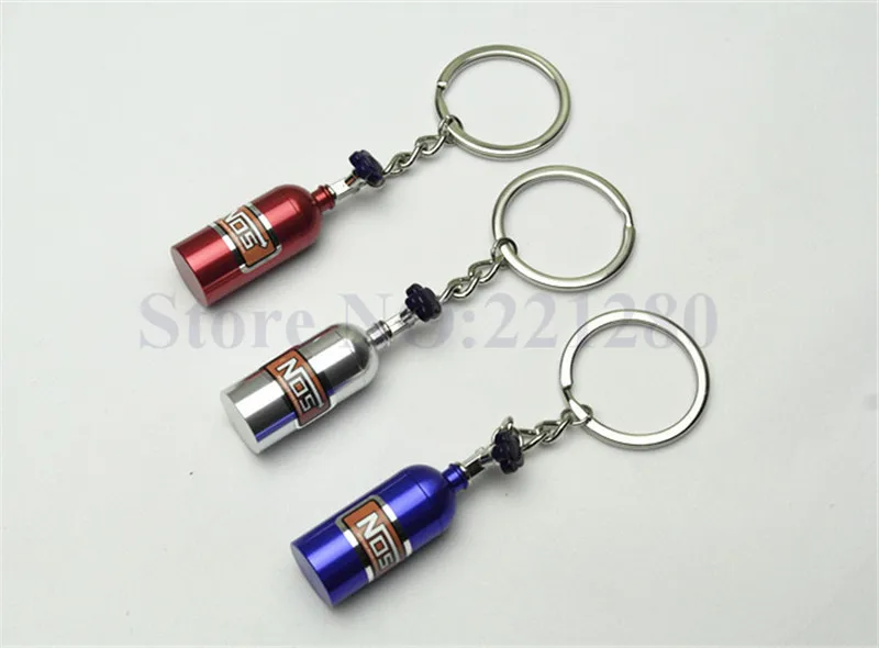 1Pcs Keychain New Best Metal Car Modified Miniature NOS NITROUS OXIDE