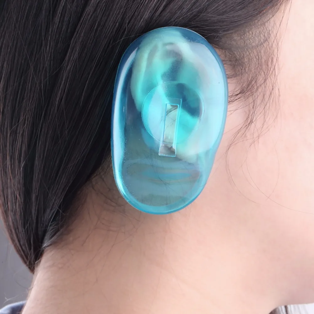 2 шт для покраски волос в салоне прозрачное синее силиконовое покрытие для уха щит Парикмахерская анти-окрашивание наушники защита ушей от