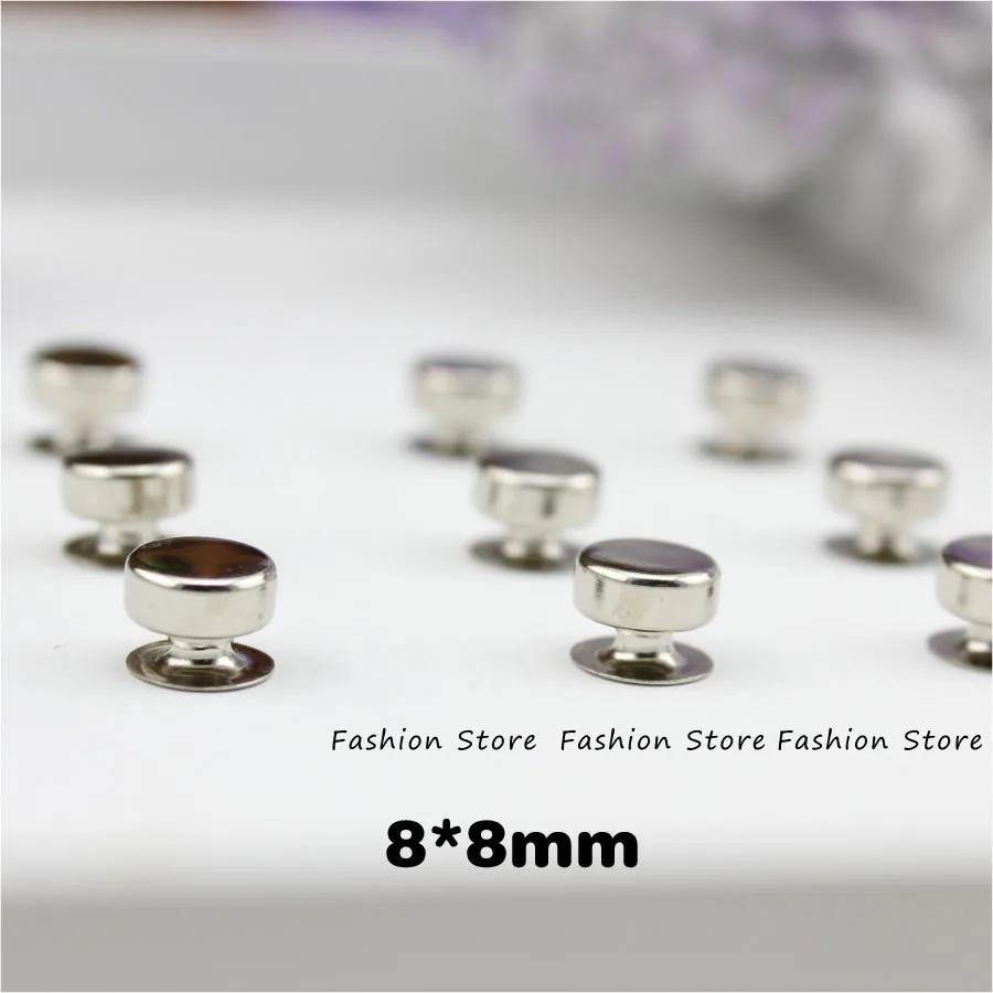 

8MM 50PCS rivet For Sewing DIY Cloth belt handmade accessories materials Round Sliver studs and spikes FREE SHIPPING