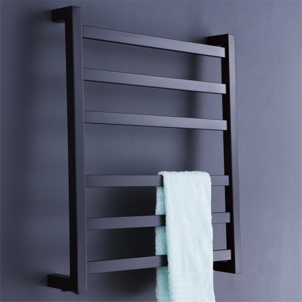 

Free Shipping Stainless Steel Electric Wall Mounted Towel Warmer ,Bathroom Accessories Racks,Black Heated Towel Rail HZ-942B