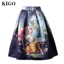 KIGO летняя Женская юбка с мультяшным медведем, винтажная трапециевидная Юбка До Колена, повседневная юбка средней длины, Saias Femininas Faldas K1545H