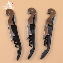 Professional Folded Wine Bottle Cap Opener Corkscrew Stainless Steel Metal With Plastic Handle High Quality folding stainless steel bottle wine corkscrew opener with serrated cutting knife