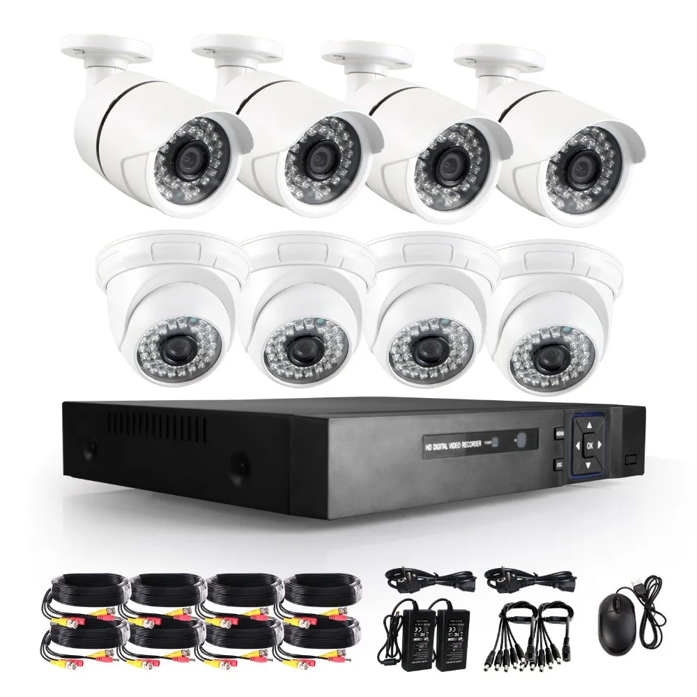 8CH CCTV System 1080P HDMI AHD 8CH 5 in 1 DVR 8PCS 2.0 MP IR Outdoor Security Camera 3000TVL TVI CVI Camera Surveillance System