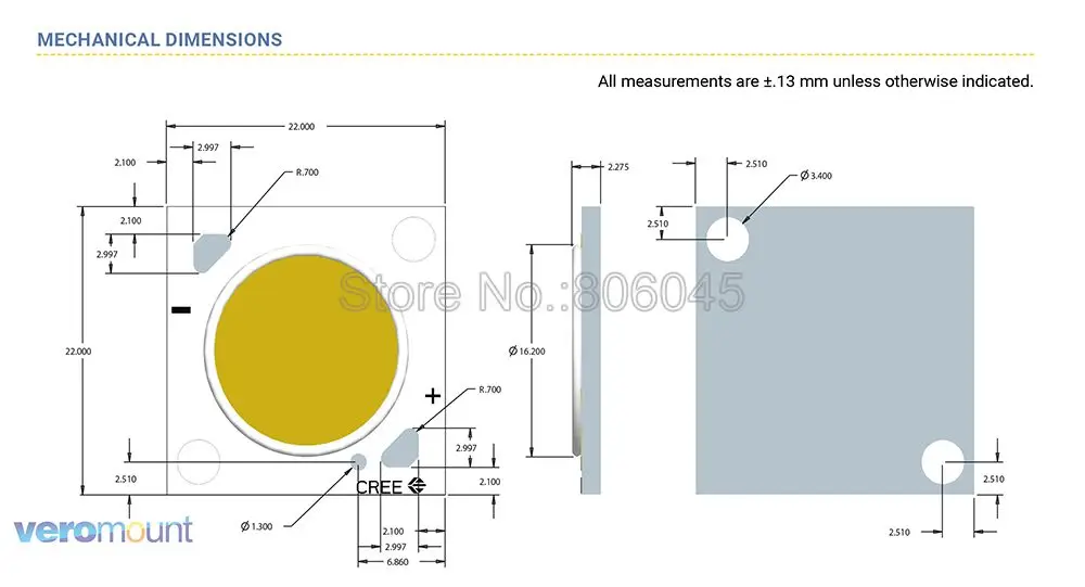 Cree CXA1304 CXA1507 CXA1816 CXA1820 CXA2011 CXA2520 CXA2530 CXA2540 CXA3050 нейтральный белый/теплый белый COB Чип-диод светодиодный массив