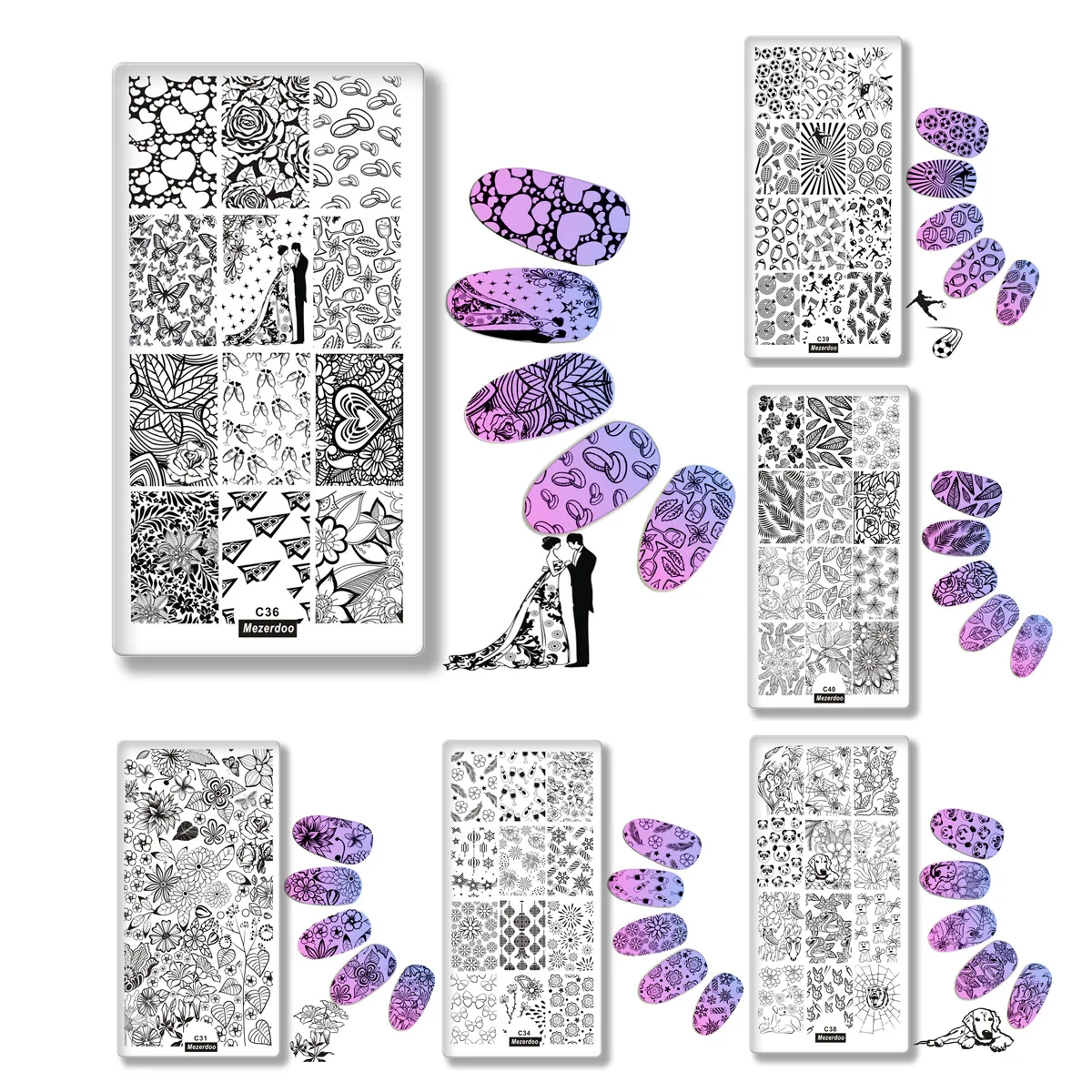 

Charming Flower Print Sencil Nail Art Polish Stamping Plates Wedding Celebrate Nail Beauty Template Manicure DIY Styling Tools