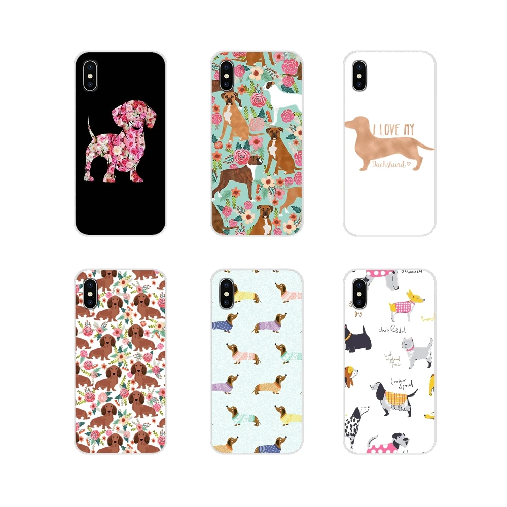 

For Huawei G7 G8 P7 P8 P9 P10 P20 P30 Lite Mini Pro P Smart Plus 2017 2018 2019 Dachshund Doxie Flower Dog Puppy TPU Shell Cover