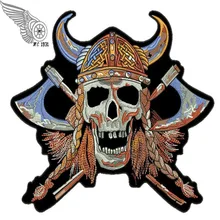 Череп воин на заказ вышитый патч Железный на мотоцикл всадник панк нашивки Байкер аппликация