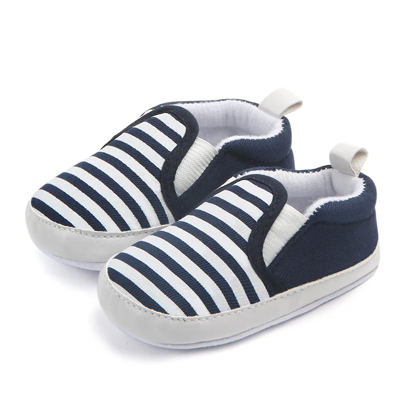 

0-18M Baby Boy Shoes Newborn Baby Canvas Shoes Toddler Infant Striped Shoes For Boys Baby Moccasins Soft Sole First Waklers