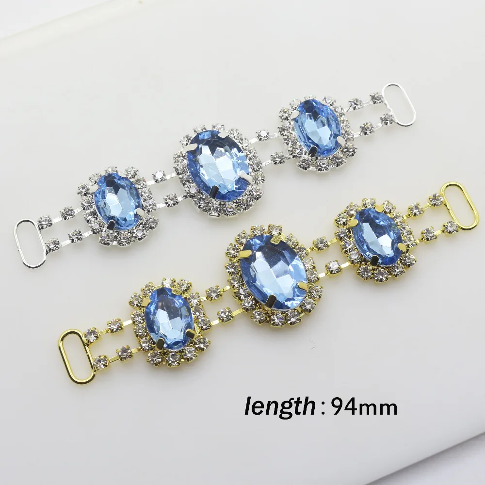 

wholesale 10 pcs/lot 94mm sapphire Rhinestone Swimsuit chain Bikini connector Fit For Swimming Wear Bridal Dress.