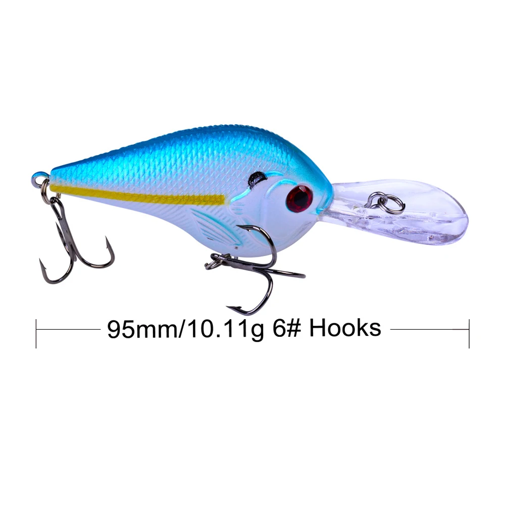 

1pcs Crankbait Wobblers 9.5cm 10g Hard Fishing Tackle Swim bait Crank Bait Bass Fishing Lures 10 Colors pike perch