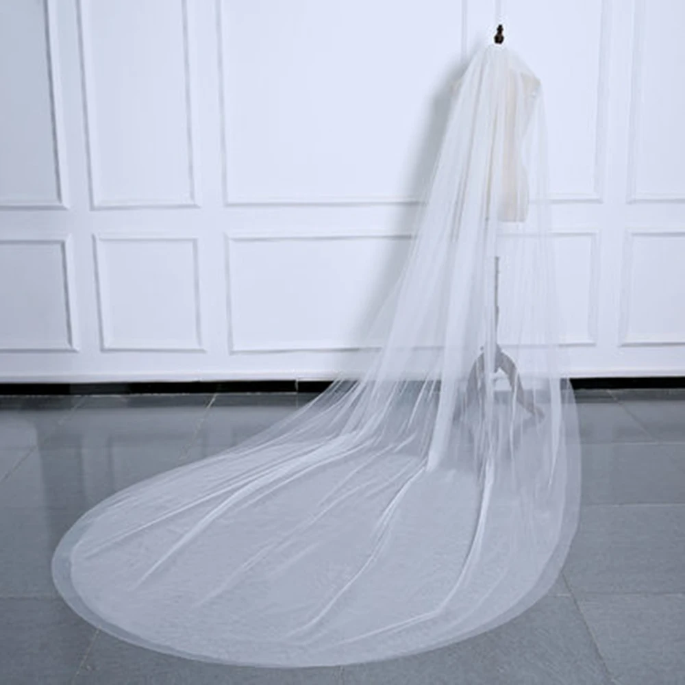 Элегантные свадебные аксессуары 3 метра 2 слоя свадебная вуаль белая простая Фата для невесты с гребнем Мантилья свадебная вуаль Лидер продаж