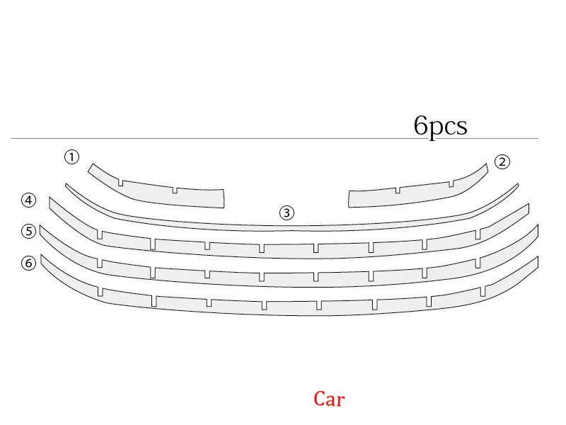 Для Toyota Harrier 2013 передняя фара решетка Нижняя полоска для автомобильной двери 6 шт./компл. стайлинга автомобилей - Название цвета: 6pcs