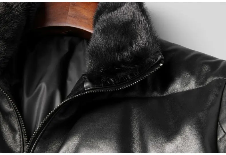 Мужские пуховики из натуральной кожи Dusen Klein,, осенне-зимнее Мужское пальто из овчины, дизайнерский бренд, Воротник из меха норки, 7165