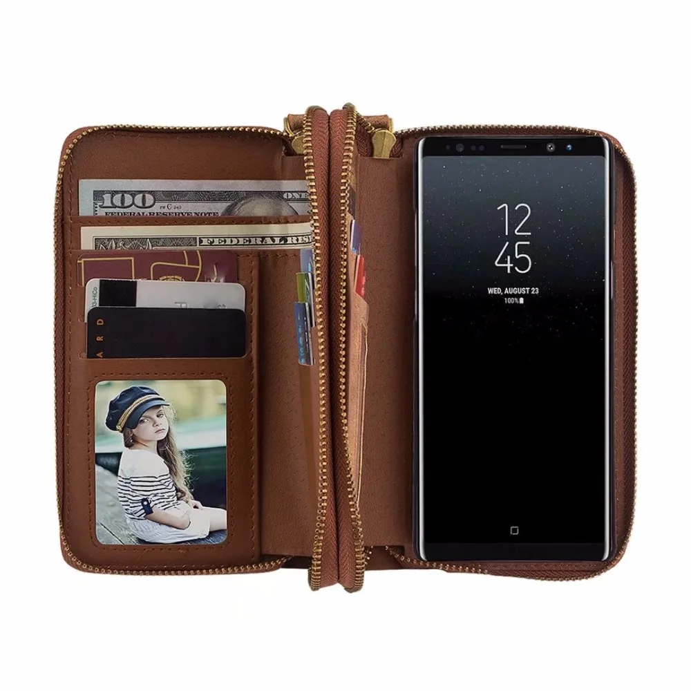 For Samsung Galaxy Note 8 Cover N950F Note8 Case Leather Cases Double Zipper Wallet Card